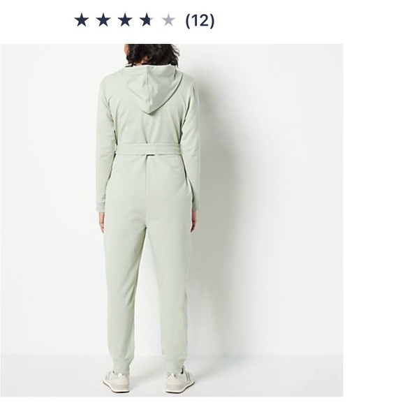 Encore By Idina Menzel One Piece Jumpsuit Sage Green SP Soft French Terry Hooded - Picture 2 of 5